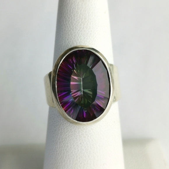 NWT Large 8ct Mystic Topaz Ring in Sterling Silver size 7 - Picture 2 of 7